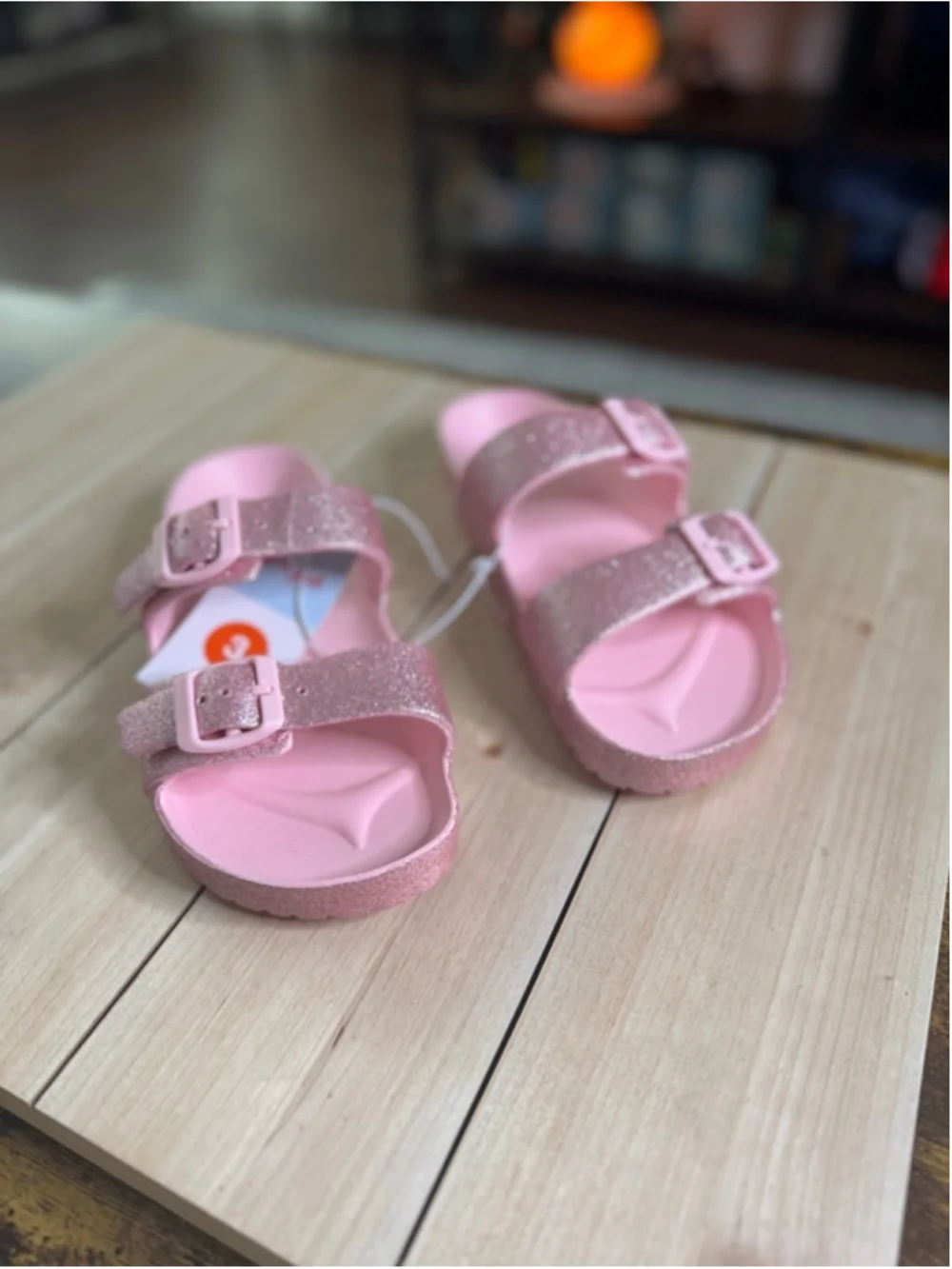 Kids Cat & Jack™ Noa EVA Footbed Sandals Pink Glitter Size 3 NWT Adjustable